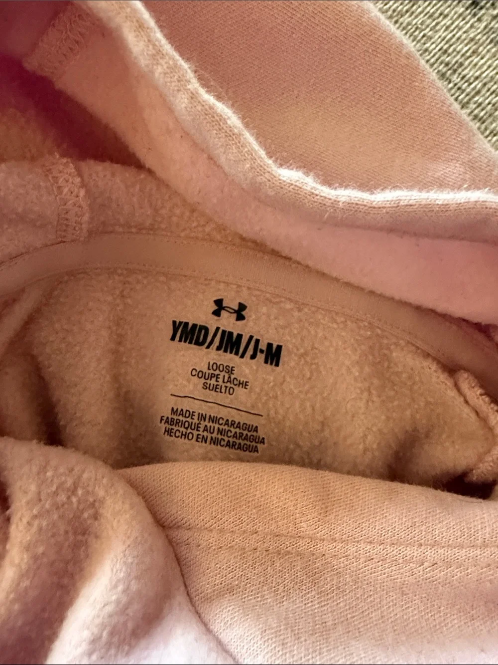 Under Armour Light Pink Hoodie with Patterned Logo
